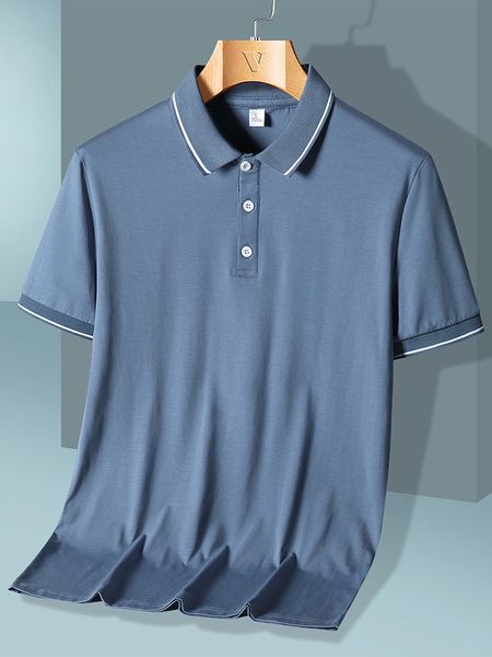 Polo da uomo Estate Cotone traspirante Polo da uomo Manica corta Classico Solido Polo Abbigliamento da uomo Casual Golf Polo Tees Plus Size 7XL 8XL 230712