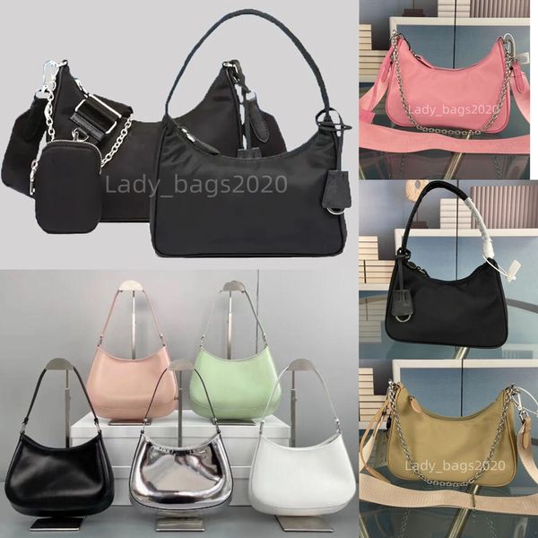 Frauen Schulter Axillary Canvas Taschen Handtasche 2 in 1 glänzend gebürstetes Leder Designer Geldbörse Umhängetasche Designer Handtaschen Lady Messenger Bag