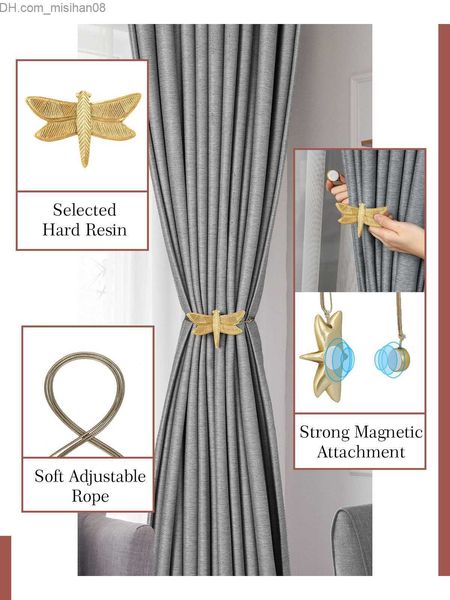 Bastoni per tende 2 confezioni di cinturini magnetici per tende in resina libellula clip decorative per tende da finestra cinghie per tende non diamantate e staffe per tende Z230717