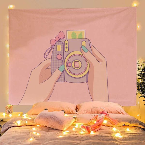 Arazzi Ins Pink Girl Peach Blossom Tapestry Cute Ice Cream Camera Kawaii Room Decor Dormitorio Camera da letto Decorazione Estetica Tessuto Sfondo