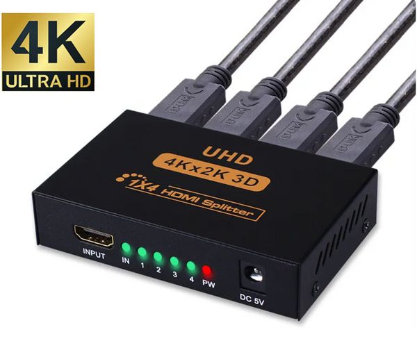 4KX2K HDMI Splitter 1x4 1x2 Video HDMI -Distributor 1 in 4 Out 1080p HDMI Switcher Duplicate Screen Repeater -Verstärker für HDTV -DVD -Projektoren