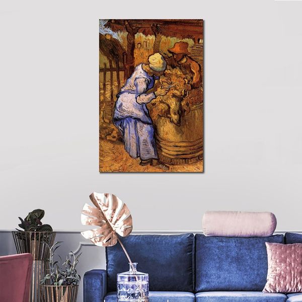 Arte em tela impressionista Tosquiadeira de ovelhas O pós-painço Vincent Van Gogh Pintura a óleo Paisagem feita à mão Decoração moderna de quarto