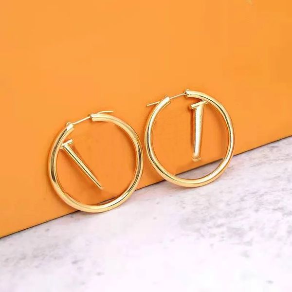 Frauen Creolen Designer Mode Kreis Einfache Gold Silber Brief Stud Schmuck Verlobung Ohrringe Großhandel