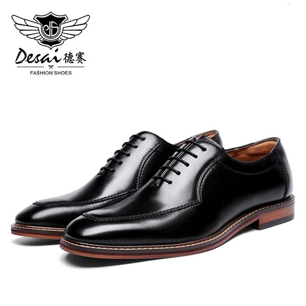 Sapatos sociais Desai masculinos sapatos sociais Oxfords couro genuíno italiano sapatos formais para homem festa clássico preto alto coreano 230713