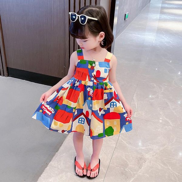 La ragazza veste l'estate per le ragazze del vestito del bambino del modello floreale dei vestiti dei bambini di stile casuale dei bambini