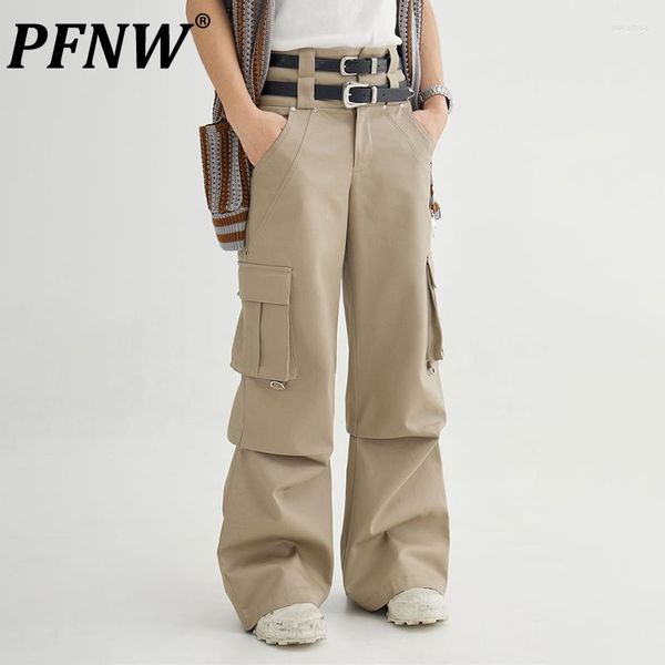 Мужские брюки PFNW Весеннее лето двойное дизайн пояс мульти -карманы комбинезонные индивидуальные пошива по специальности пошива.