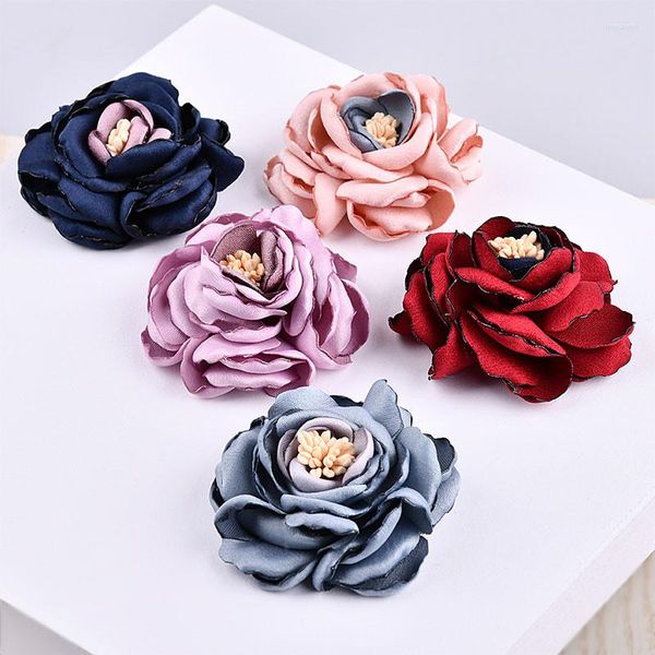 Acessórios para o cabelo 20 pçs/lote 60 mm tecido chiffon flores meninas joias tiara decoração floral botão remendo adesivos ornamento