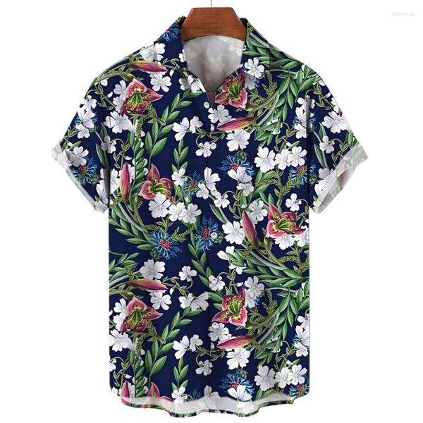 Camicie casual da uomo Holiday Beach Flower Camicia hawaiana Stampa 3D Top Taglio Abbigliamento grande firmato 2023