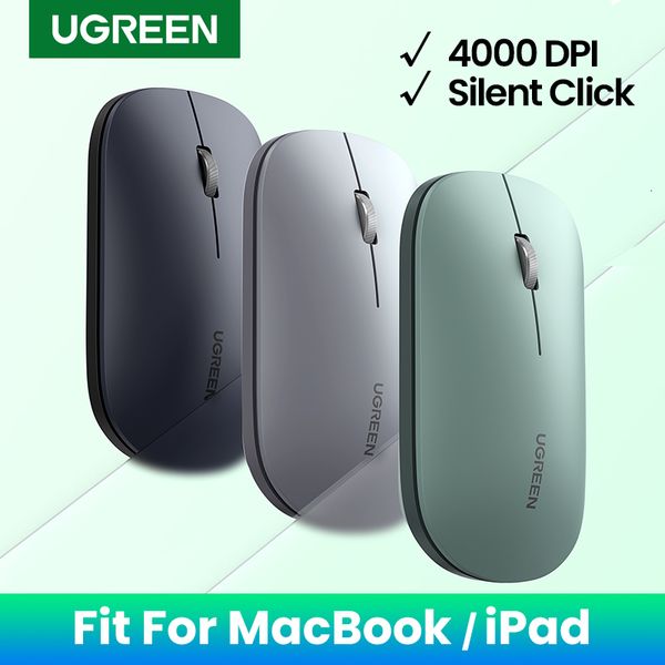 Ratos UGREEN Mouse 4000 DPI Sem Fio 40db Clique Silencioso Para MacBook Pro M1 M2 iPad Tablet Computador Laptop PC 2 4G 230712