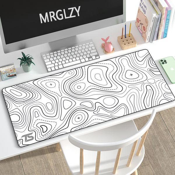 На запястье мыши на запястье Rests Contour Map Gaming Pad Company Black White Mousepads Mat 900x400 Резиновая клавиатура настольные коврики Kawaii для ноутбука 230712