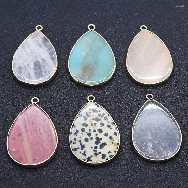 Colares com pingente de pedra natural pingente de gota de água quartzo ágata rosa mulheres bonitas para fazer jóias DIY pulseira brincos