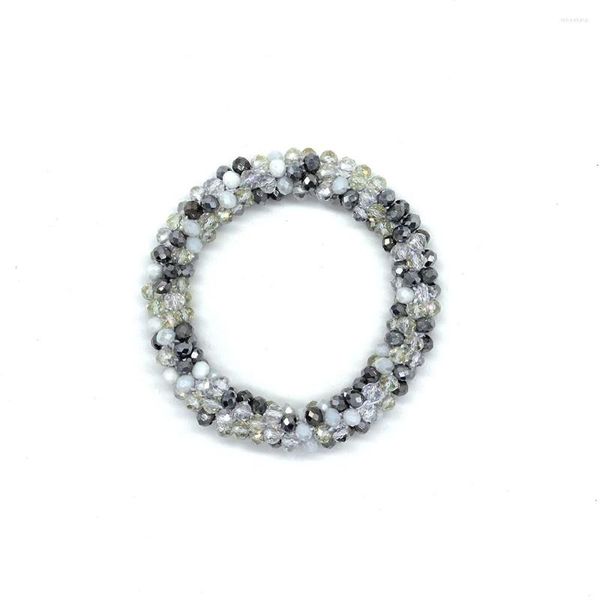 Braccialetti di collegamento MIX Colore 4mm Perline di cristallo sfaccettato fatto a mano Elastic Fashion Charm Bracciale intrecciato Fascia gioielli per le donne