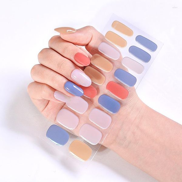 Наклейки на ногтях Candy Color 3D Foil Semi Cureted Gel набор для ультрафиолетовой лампы Full Women Diy корейские украшения