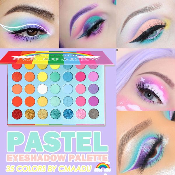 Paleta de Sombras Cmaadu 35 Cores Pastel À Prova D' Água Arco-Íris Néon Paleta Colorida Duradoura Alto Pigmento 230712