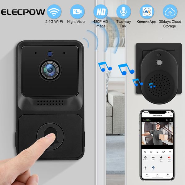 Doorbells Elecpow Mini Kablosuz Wifi Video Kapı Zili Kamerası Akıllı Ev Kapı Çan Kitleri Bulut Depolama Gecesi Görme Güvenliği 230712