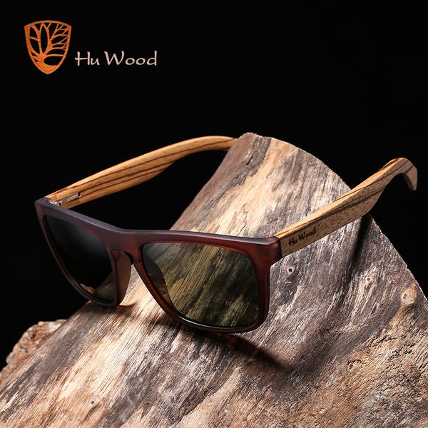 Óculos de sol HU WOOD Natural Bamboo Sunglasses para homens Zebra Wood Sun Glasses Polarized Sunglasses Rectangle Lentes Driving UV400 GR8002 230712