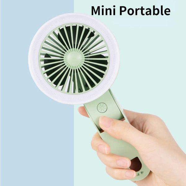 Ventilatori elettrici Mini ventilatore portatile USB Ventilatore portatile pieghevole con luce di riempimento Ventilatori piccoli multifunzionali da tavolo Ventola di raffreddamento estiva per studenti all'aperto