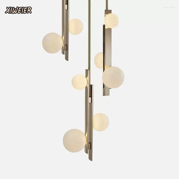 Lampade a sospensione Lampada da comodino minimalista moderna italiana Lampadario di design in acciaio inossidabile di lusso in acciaio inossidabile dorato El Decorazione