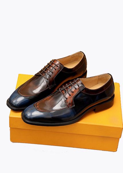 Luxury Brand Mens Oxfords Dress Casual Shoes Wedding Business Leather Lace Up Top Layer Pelle bovina Taglia 38-45