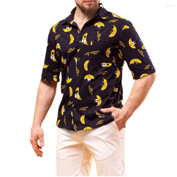 Camicie Casual Da Uomo Camicia Hawaiana Abbottonata Con Stampa Tropicale Banana Per Uomo | Estate manica corta Aloha Beach