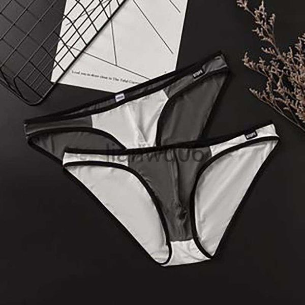 Mutande Intimo uomo Mutandine triangolari in seta di ghiaccio sottile Slip U Borsa rigonfiamento Vita bassa Traspirante Sexy Lingerie traslucida Uomo Pantaloncini bikini J230713