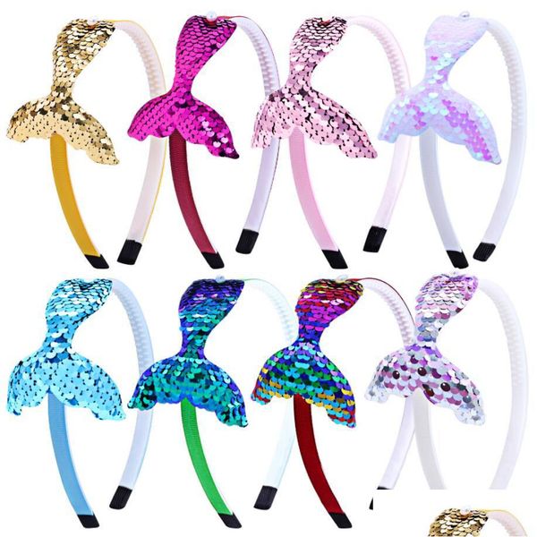 Главные повязки милые блестки для девочек Rainbow Mermaid Gears Hair Bands Corea Fashion Headress 8 Color