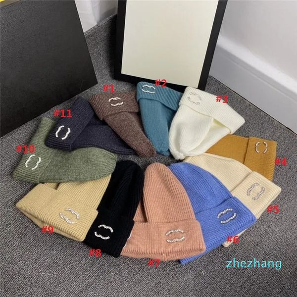 2023-Luxus Gestrickte Hut Textil 11 Farben Marke Designer Woolen Stricken Hüte Frauen Männer Winter Warme Beanie Cap Schädel Caps mode Zubehör