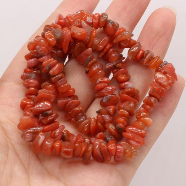 Contas de pedra semipreciosa natural 5-8 mm pele vermelha irregular esmagada frisada para fazer joias faça você mesmo pulseira presente