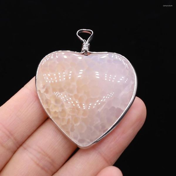 Collane con ciondolo Ciondoli in agata a strisce a forma di cuore a forma di cuore in pietra naturale per gioielli da donna che fanno regali accessori per collana fai-da-te