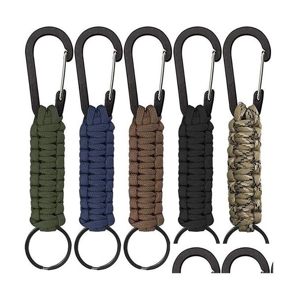 Sleutelhangers Lanyards Paracord Met Karabijnhaak Gevlochten Lanyard Ring Haak Clip Voor Sleutels Mes Zaklamp Outdoor Cam Wandelrugzak Fi Dhbyf