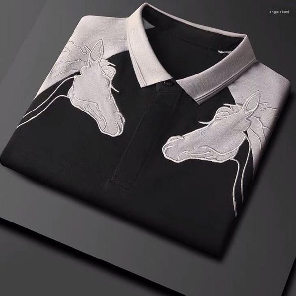 Polos Masculinos Camisa Pólo Manga Curta T-shirt Marcas Designers de Luxo Roupas Masculinas Tops Bordados Moda Coreana