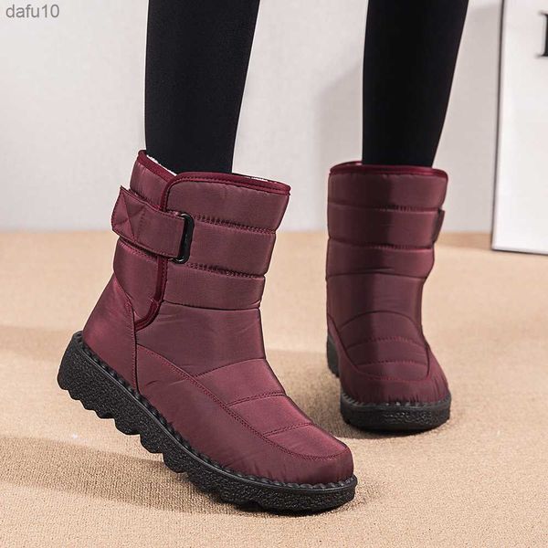 Wasserdichte Winterstiefel für Frauen 2023 Neue Kunstpelz Lange Plüsch Schneestiefel Frau Plattform Stiefeletten Warme Baumwolle Paare Schuhe L230704