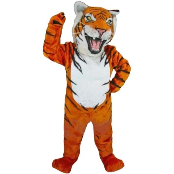 Pelziges Tiger-Maskottchen-Kostüm, langes Fell, Fursuit für Erwachsene, Zeichentrickfigur, Kostüm, Halloween, Weihnachten, Anime-Parade, Suits257u