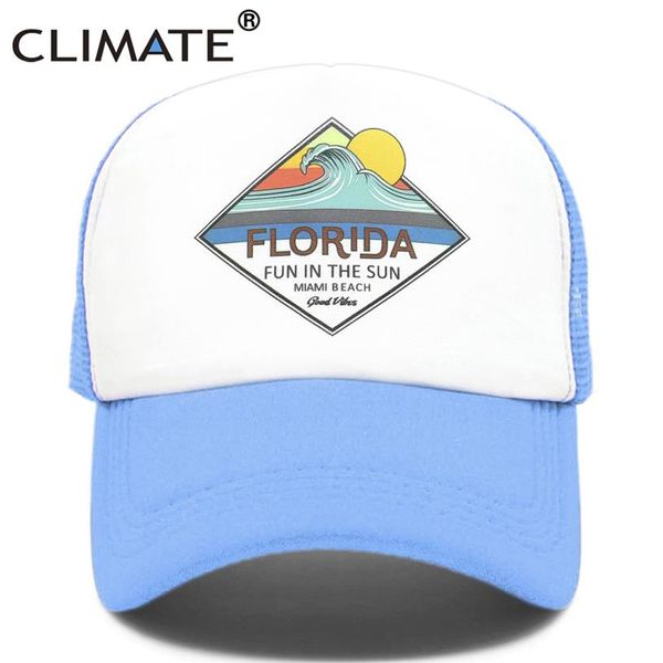 Florida Trucker Cap Hat Miami Seaside Beach Mesh Cap Vacation Sandbeach Sea Wave Surfing Hat Cap per uomo Donna Youth232y