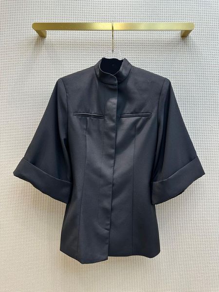 Jaquetas femininas de alta qualidade casaco feminino vintage elegante chinês gola alta manga sete pontas jaqueta midi