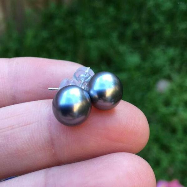 Orecchini pendenti Natural 8.7mm Argent Round Southsea Baroque Pearl 925 Gancio in argento Fai da te Gioielli di Halloween Festa di nozze Fortunato Bello