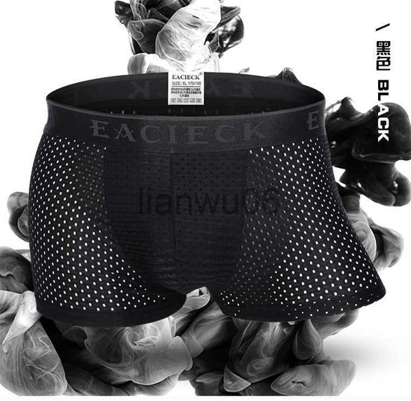 Cuecas Bamboo Cuecas Masculinas Boxer Shorts Malha Respirável Sexy Boxers Masculinas Transparentes Cuecas Masculinas Marca Shorts Rede Sem Costura J230713