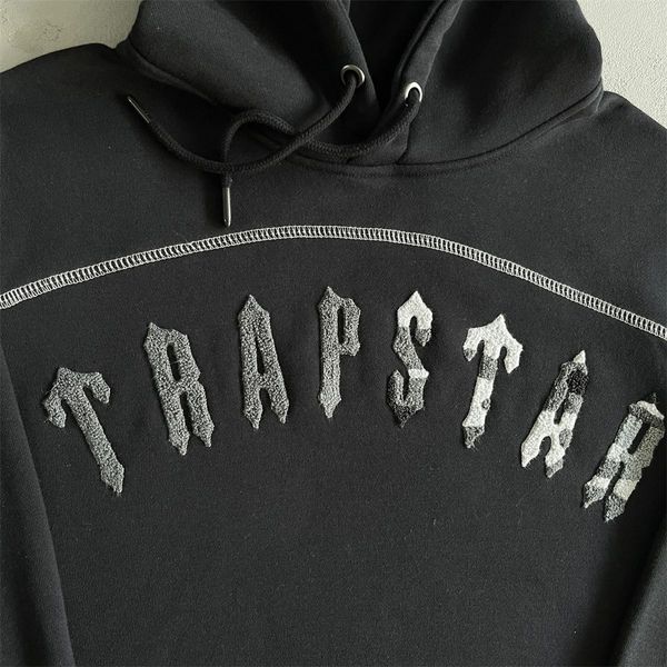 Agasalho masculino Trapstar de alta qualidade 1:1 IRONGATE Chenille Arch agasalho com capuz - camuflagem preto/cinza roupa de corrida ao ar livre