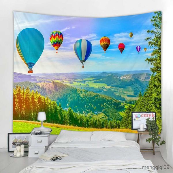 Wandteppiche, Heißluftballon-Wandteppich, Berg, Natur, Landschaft, Kunst, Wandbehang, Wandteppiche für Wohnzimmer, Heimdekoration, R230713