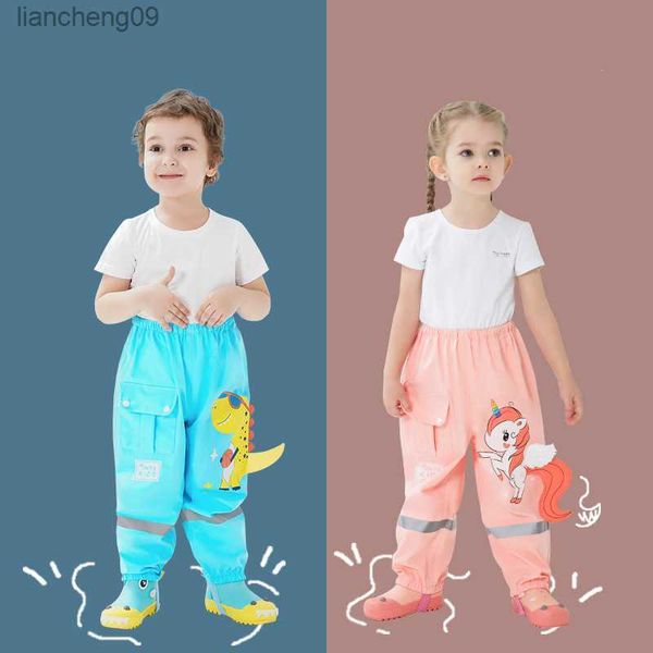 Kinder Jungen Mädchen Regen Hosen Mode Cartoon Einhorn Winddicht Wasserdichte Schlamm Hosen Kinder Regen-proof Hosen L230620