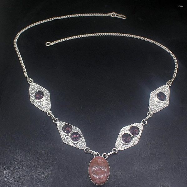 Ketten Hermosa Schmuck Natürlicher Ozean-Jaspis Lila Amethyst Einzigartige silberne Farbkette Halskette für Frauen Damen Geschenk 20234979