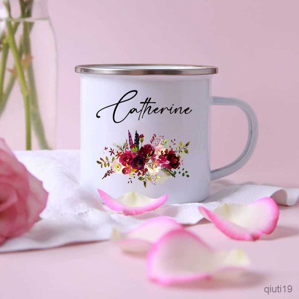 Canecas personalizadas com estampa floral nome personalizado copo de água casamento dama de honra aniversário decoração da casa lembrança dia dos namorados presente de natal r230713