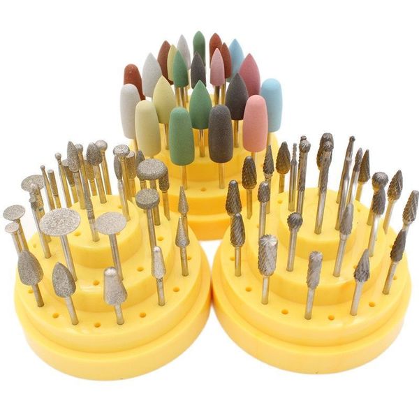 Set per manicure per unghie 30 pezzi Frese per lucidatura in acciaio al tungsteno rotanti in gomma siliconica dentale Trapano 2 Utensili per taglierina con gambo da 35 mm 230712