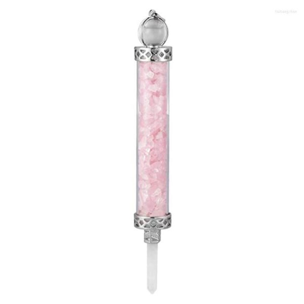 Подвесные ожерелья FYJS Уникальный серебряный пожелание бутылочки розовая розовый кварц для юбилейных подарков флуорит каменный камень украшения