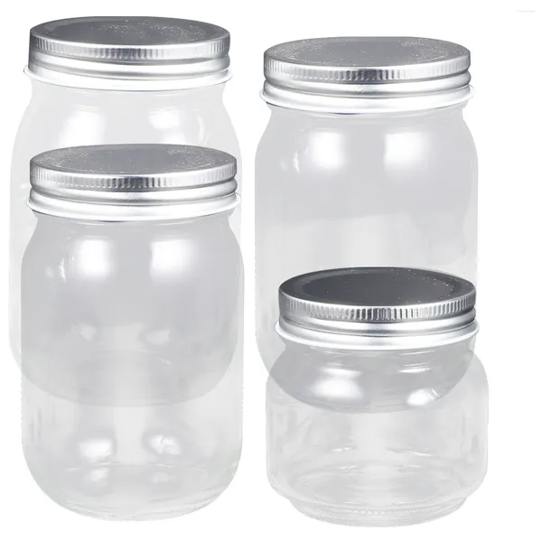 Storage Bottles 4 Pcs Small Jar Glass Jars Jam Lid Spices Container Household Lidded Sugar Scrub Dispenser