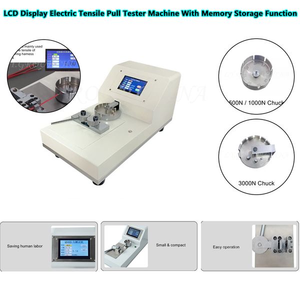 3000N 200W машина для испытания на растяжение, электрический тестер на растяжение с ЖК-дисплеем и функцией хранения в памяти 500/1000N 100W 220/110V опционально