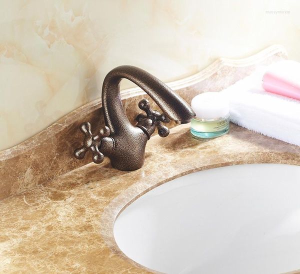 Banyo Lavabo Muslukları Pirinç Roman Bronz Avrupa Tek Delik Havza Musluk Sanat Araç Anti-Slash Altında Yaratıcı