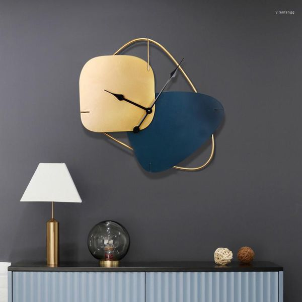 Relógios de parede Relógio de luxo criativo Sala de estar Metal Quarto Abstrato Escritório Design moderno Grande Decoração irregular W6C