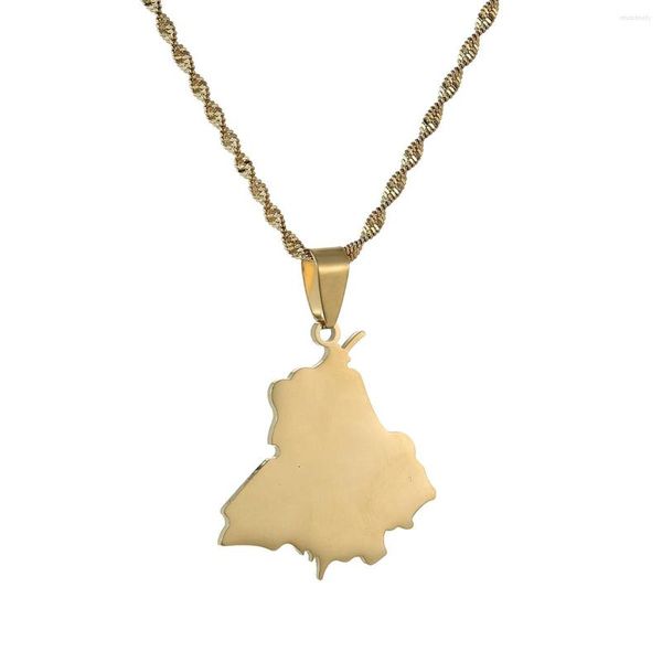 Anhänger Halsketten Edelstahl Indien Punjab State Map Halsketten Schmuck für Frauen Mädchen