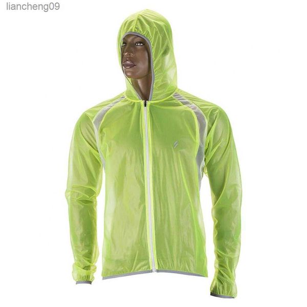 Universal Women Men Raincoat e Thin Respirable Reflective Zipper Cycling Unisex Hooded Rain Coat L230620